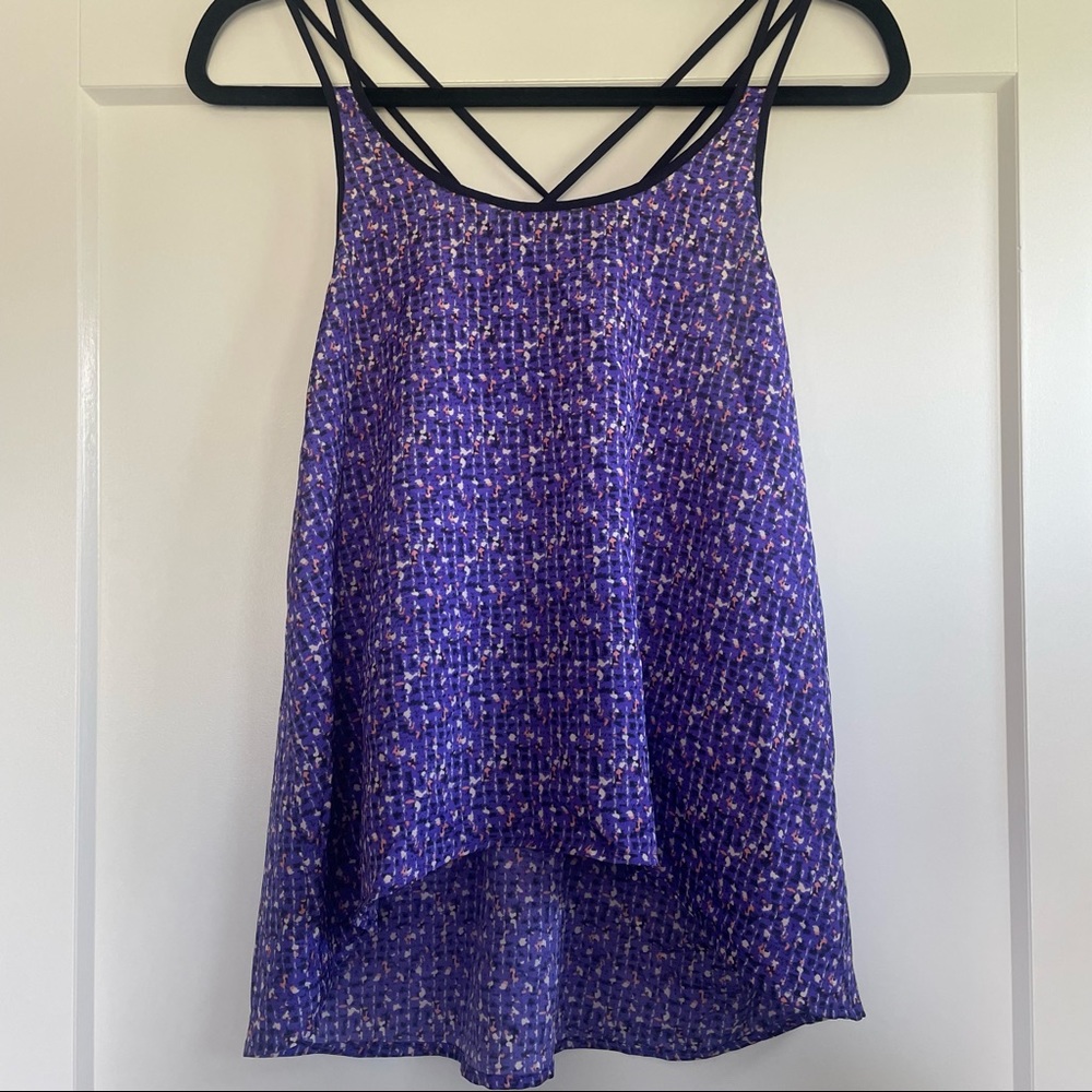 H8 I Printed Sleeveless Top with Cross Back Detail